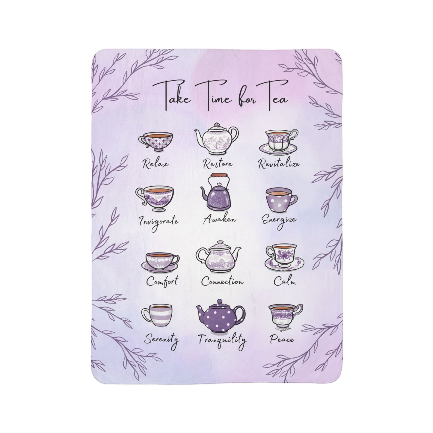Lilac Tea Emotions Cozy Fleece Sherpa Blanket