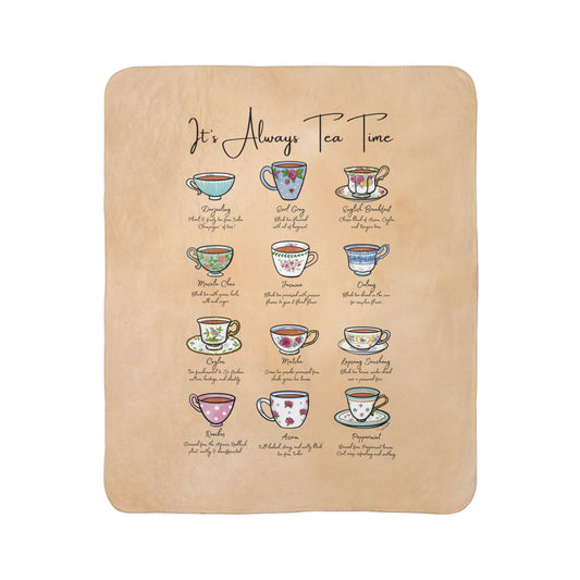 Tea Time Fleece Sherpa Blanket
