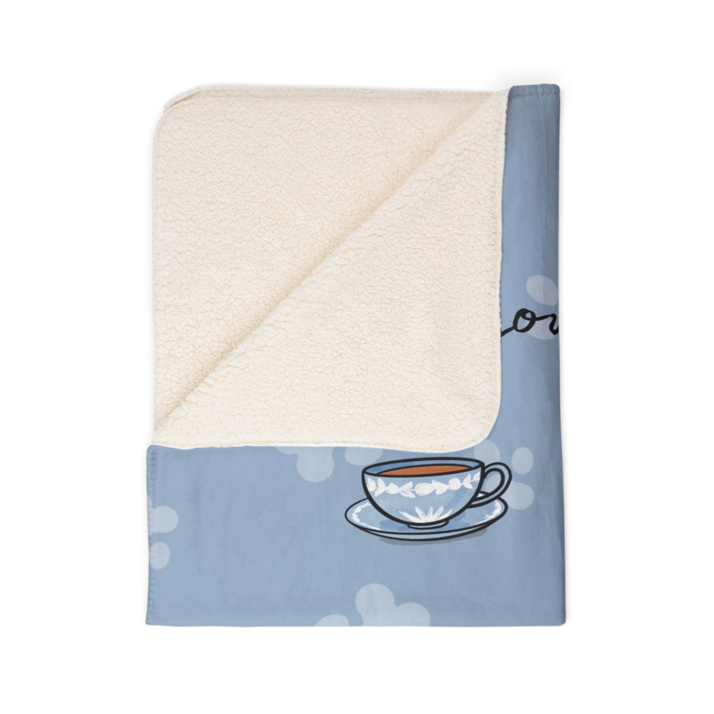 Love, Tea and Cat Cozy Fleece Sherpa Blanket