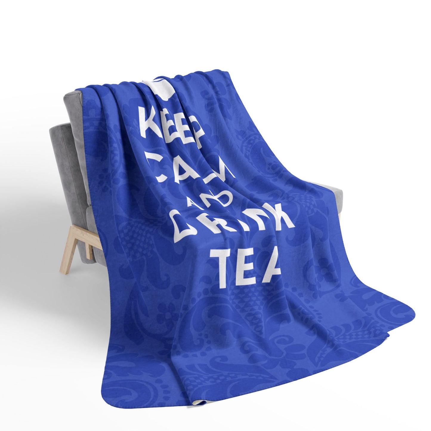 Keep Calm Blue Cozy Fleece Sherpa Blanket