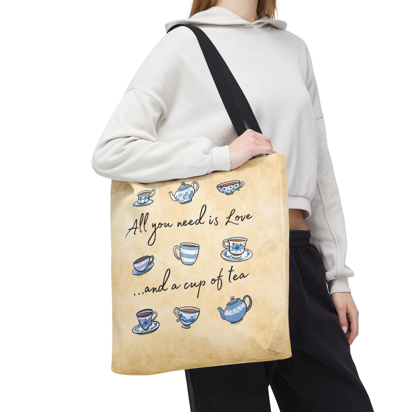 Love and Tea Blue and White Tote
