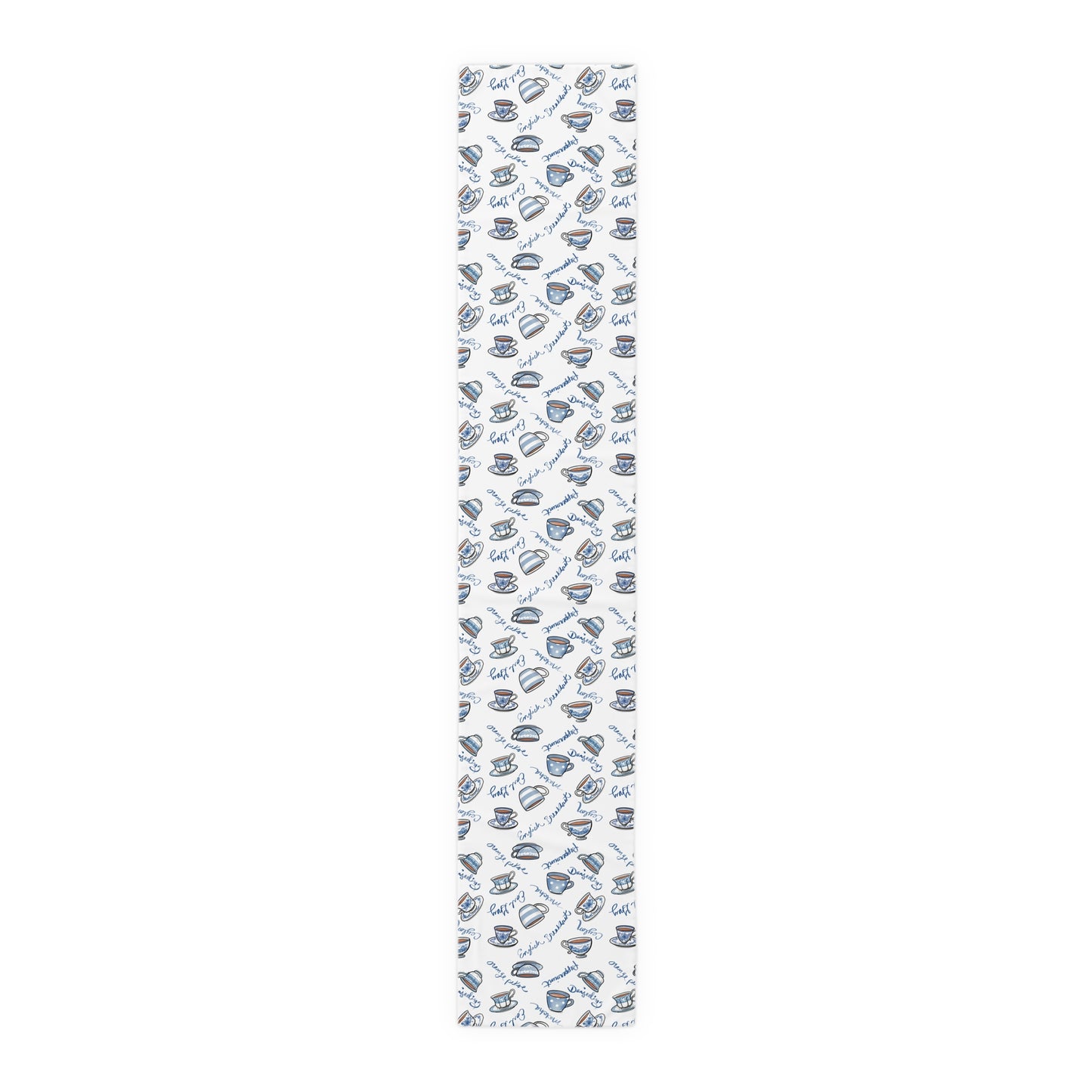 Blue and White Cups Table Runner