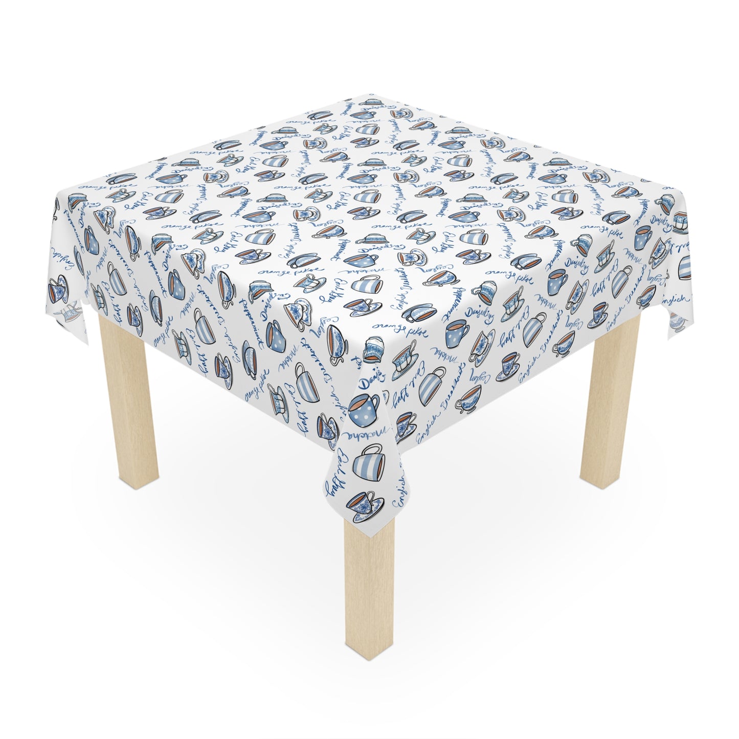Blue and White Teacup Tablecloth
