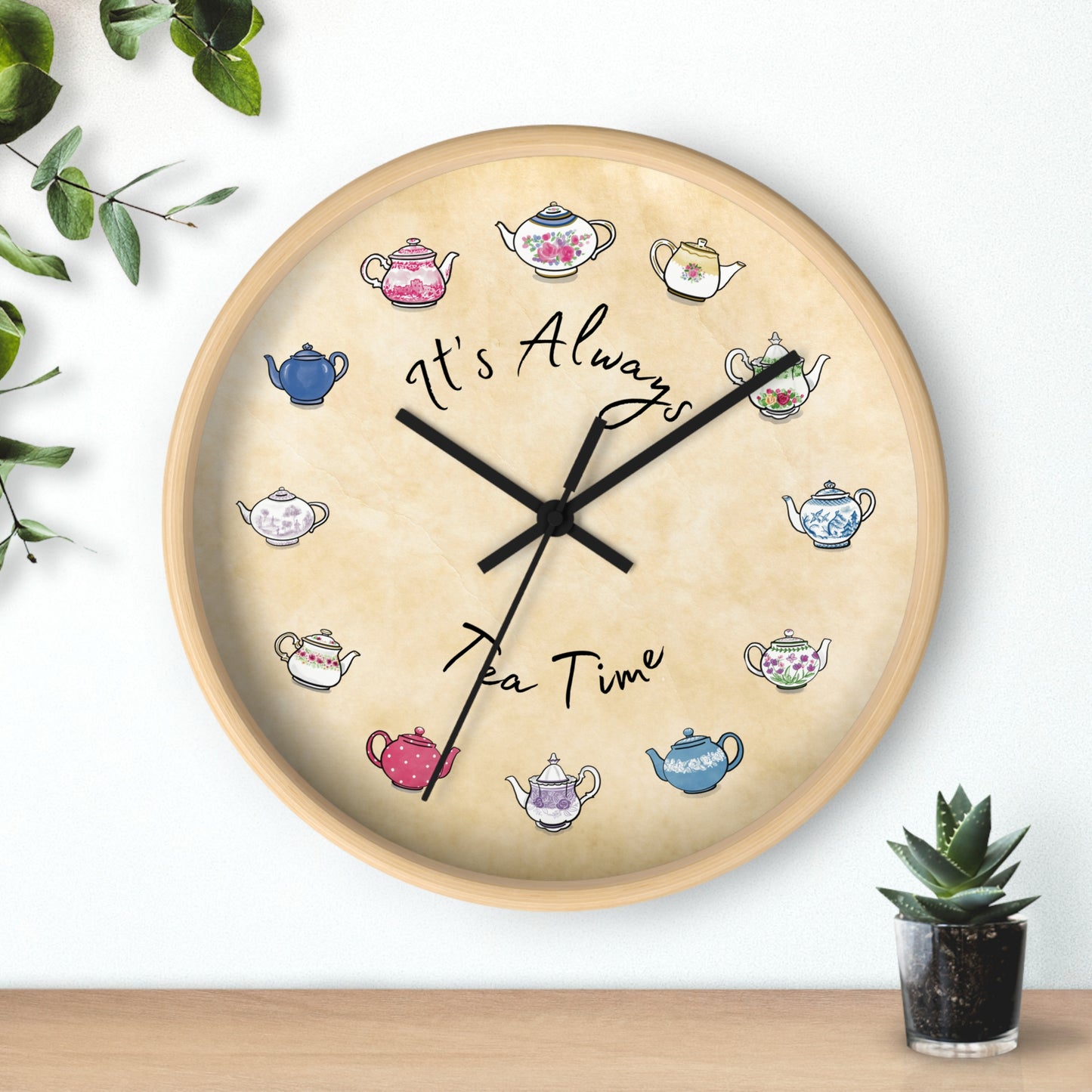 Always Tea Time Teapots Wall Clock