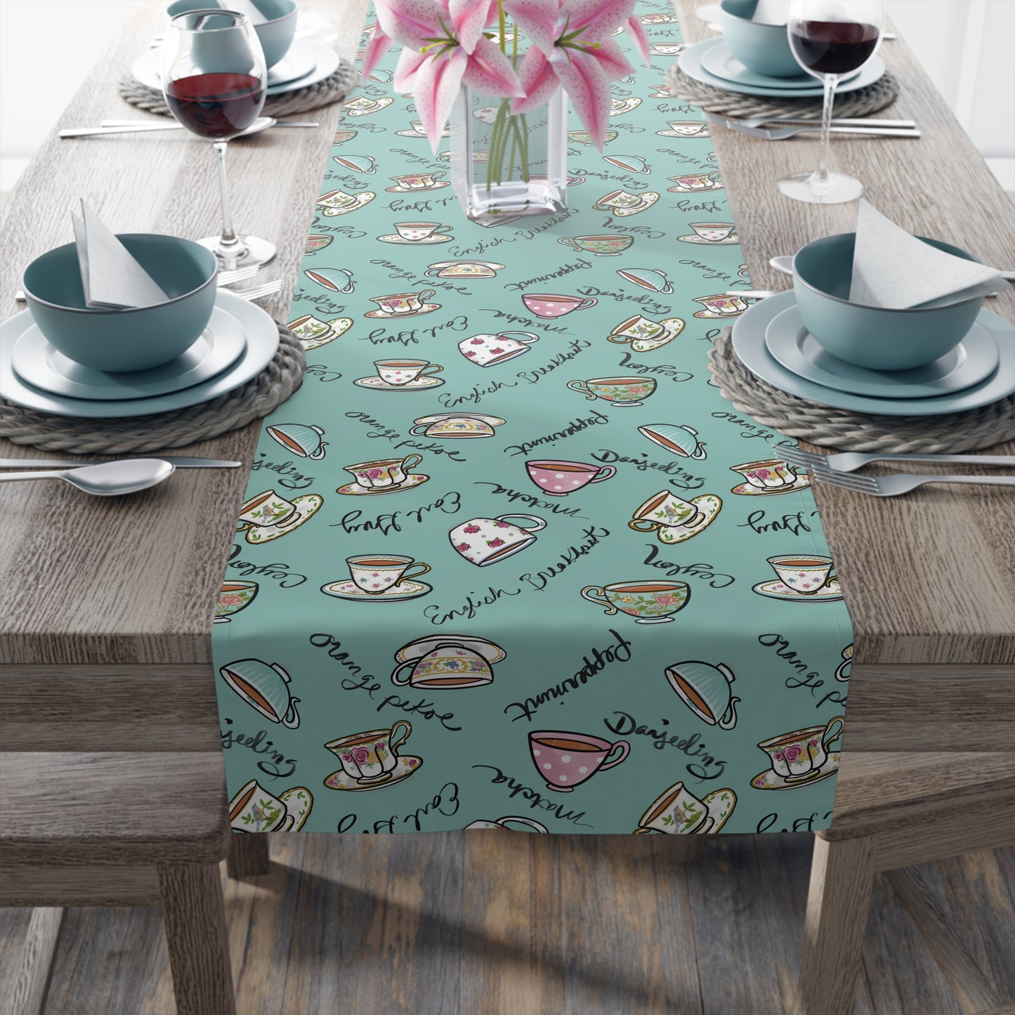 Colorful Cups Table Runner
