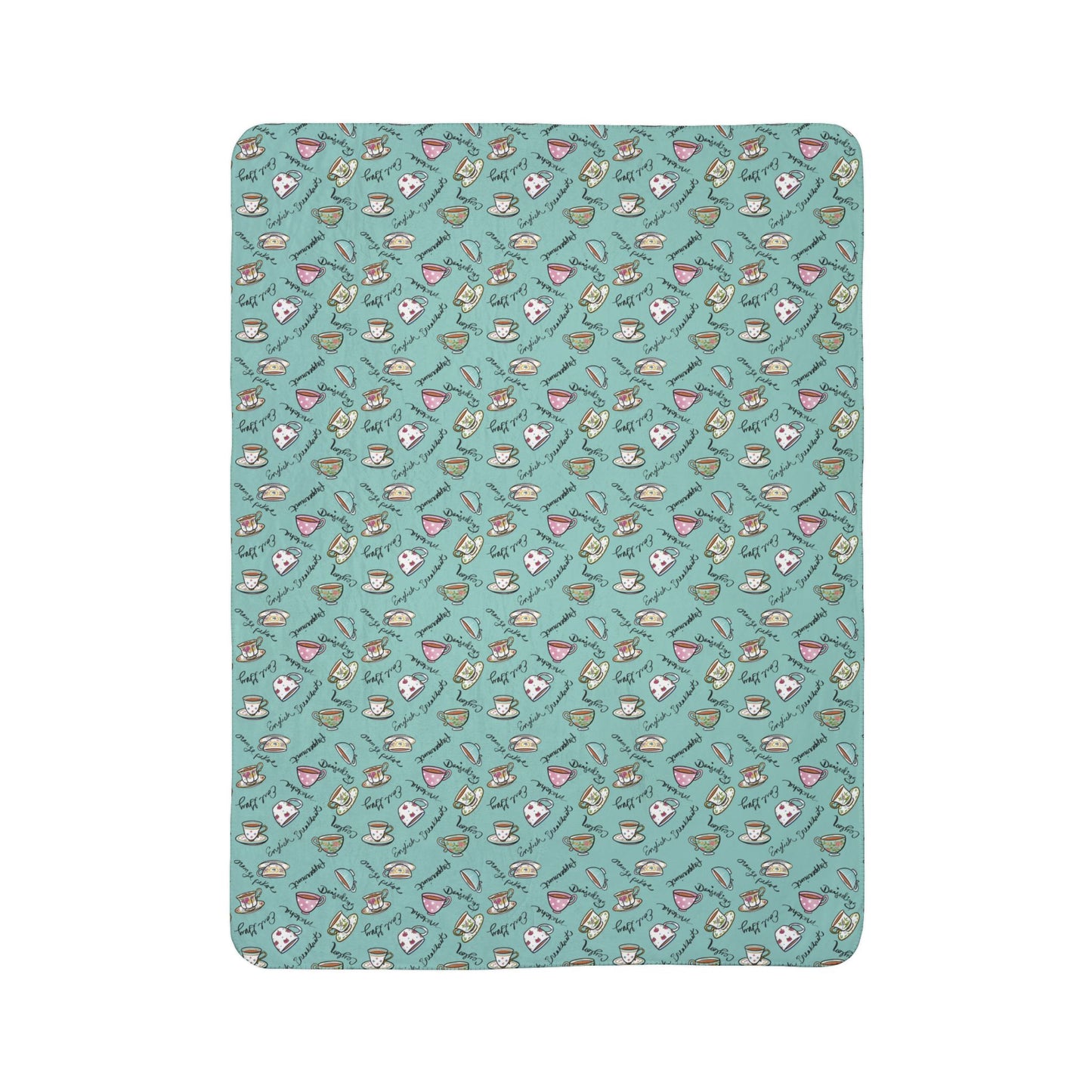 Colorful Teacups Cozy Fleece Sherpa Blanket