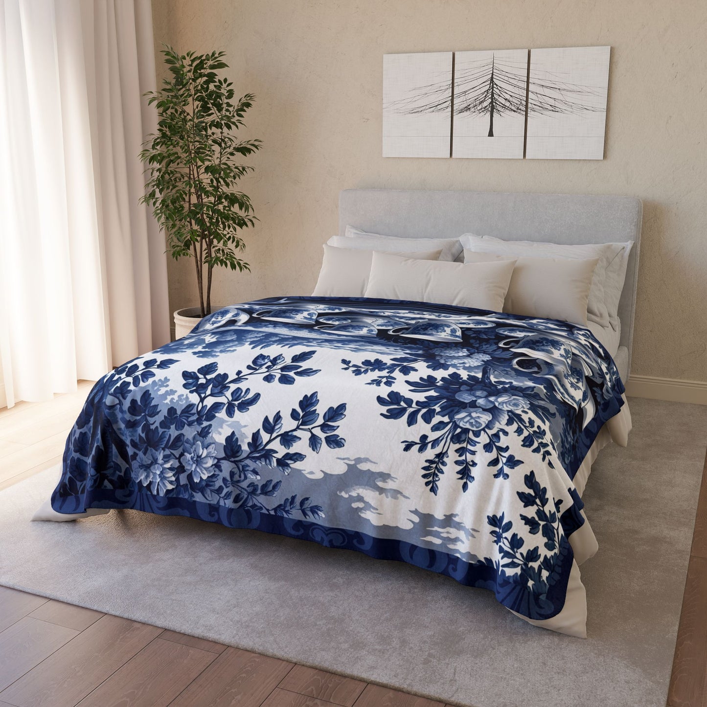 Country Teatime Cozy Fleece Sherpa Blanket