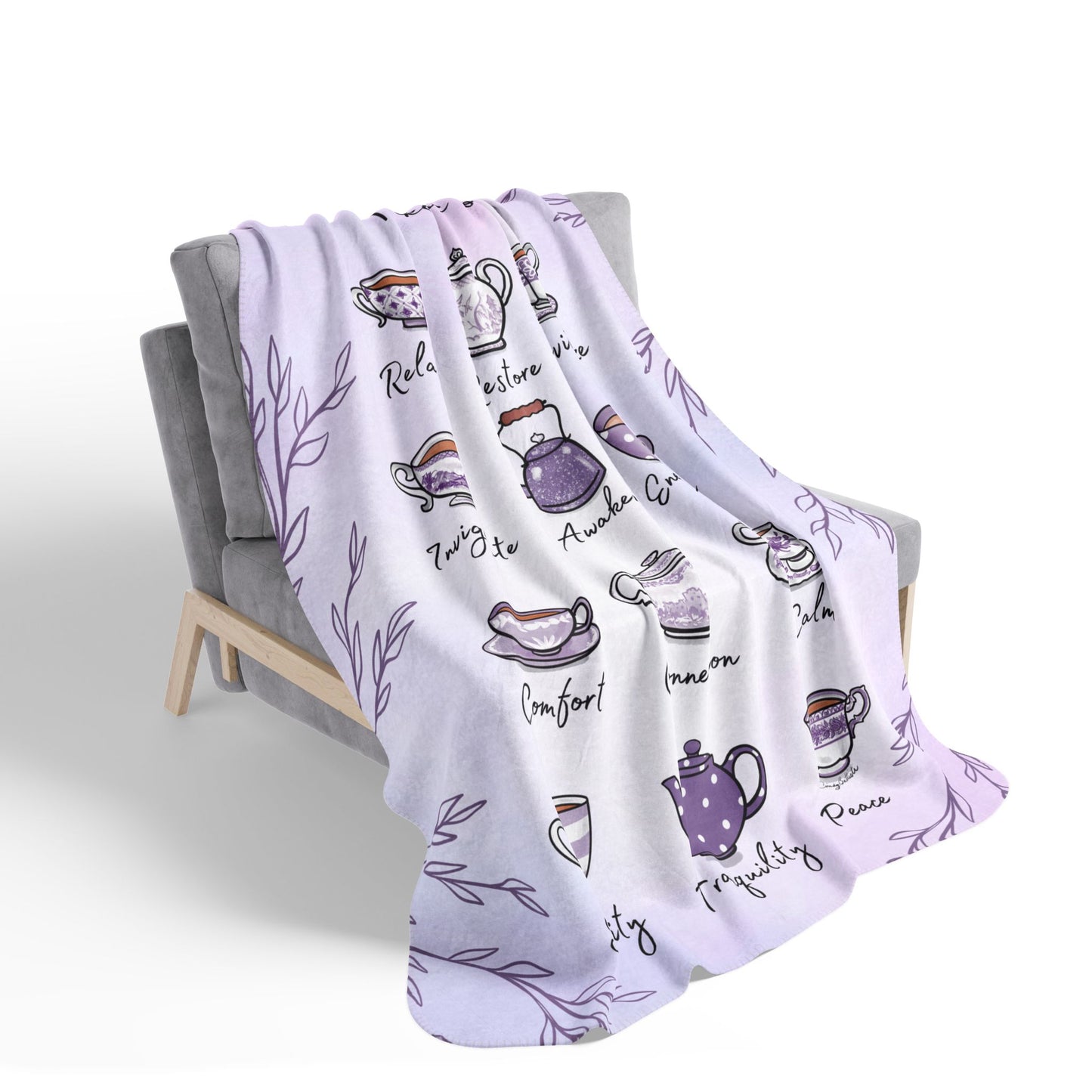 Lilac Tea Emotions Cozy Fleece Sherpa Blanket