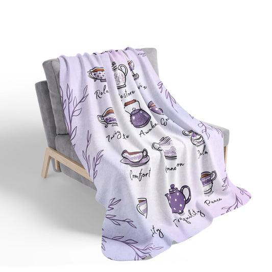Lilac Tea Emotions Cozy Fleece Sherpa Blanket