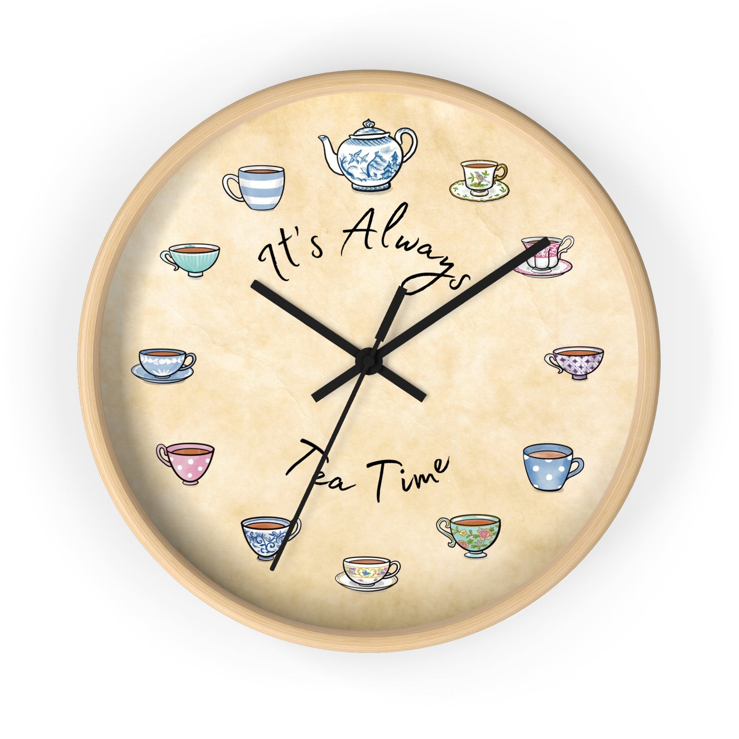 Always Tea Time Multi Color Teacup Clock