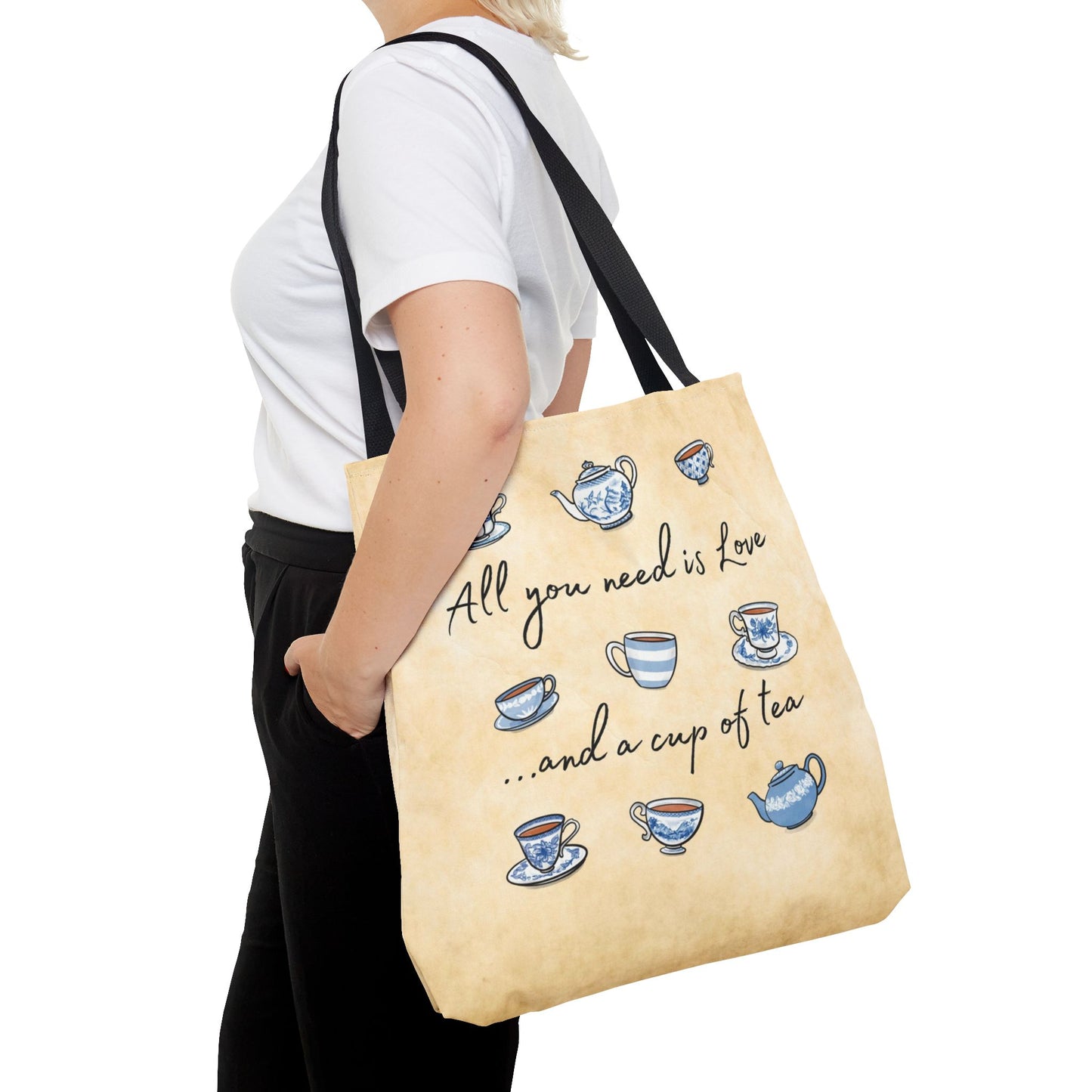 Love and Tea Blue and White Tote