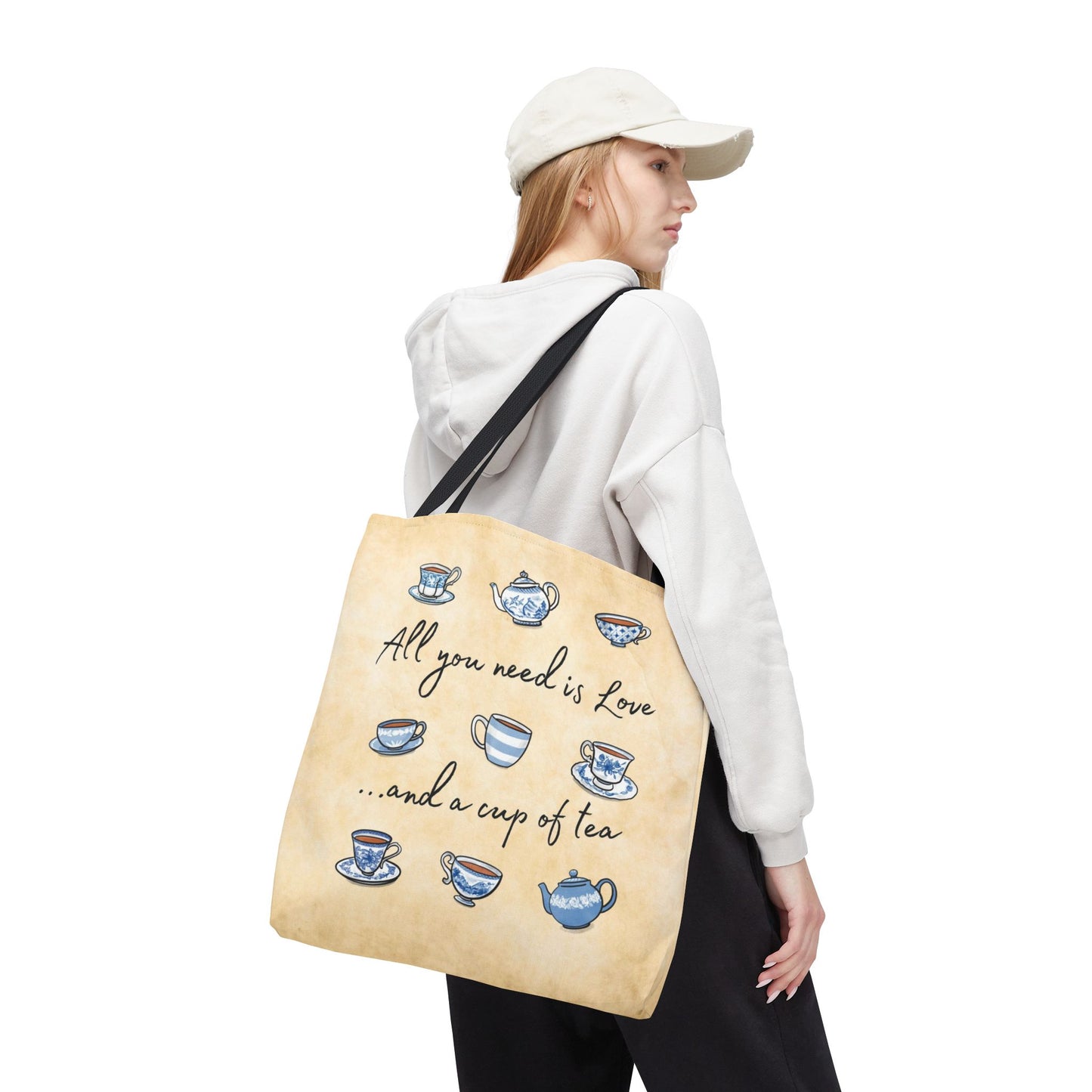 Love and Tea Blue and White Tote