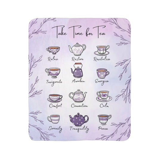 Lilac Tea Emotions Cozy Fleece Sherpa Blanket