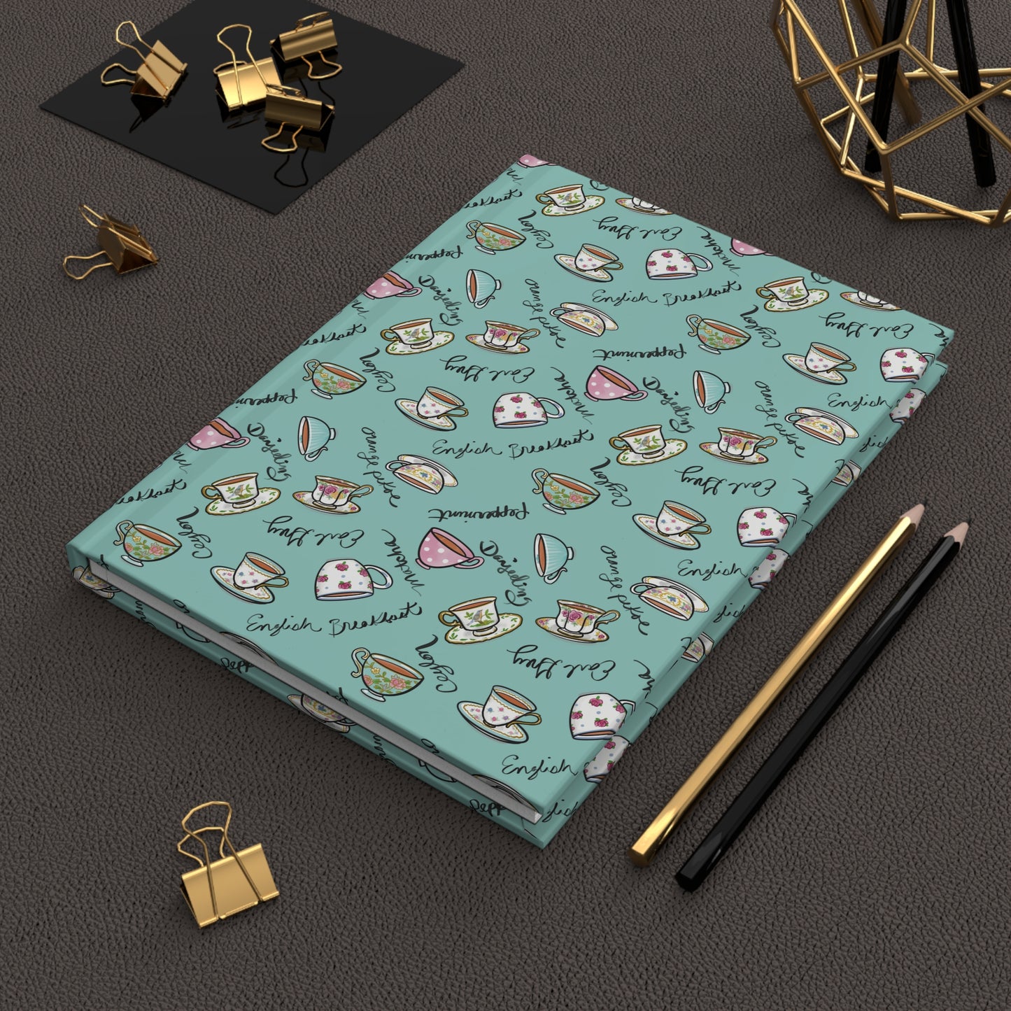 Colorful Teacups Hardcover Journal