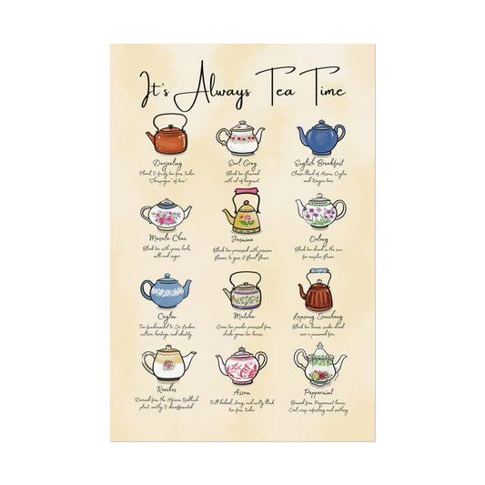 Tea Types Multicolor Teapots Poster