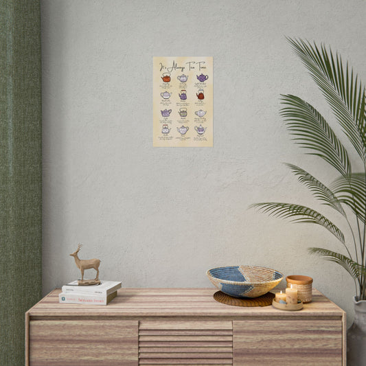 Tea Types Lilac Teapots Poster
