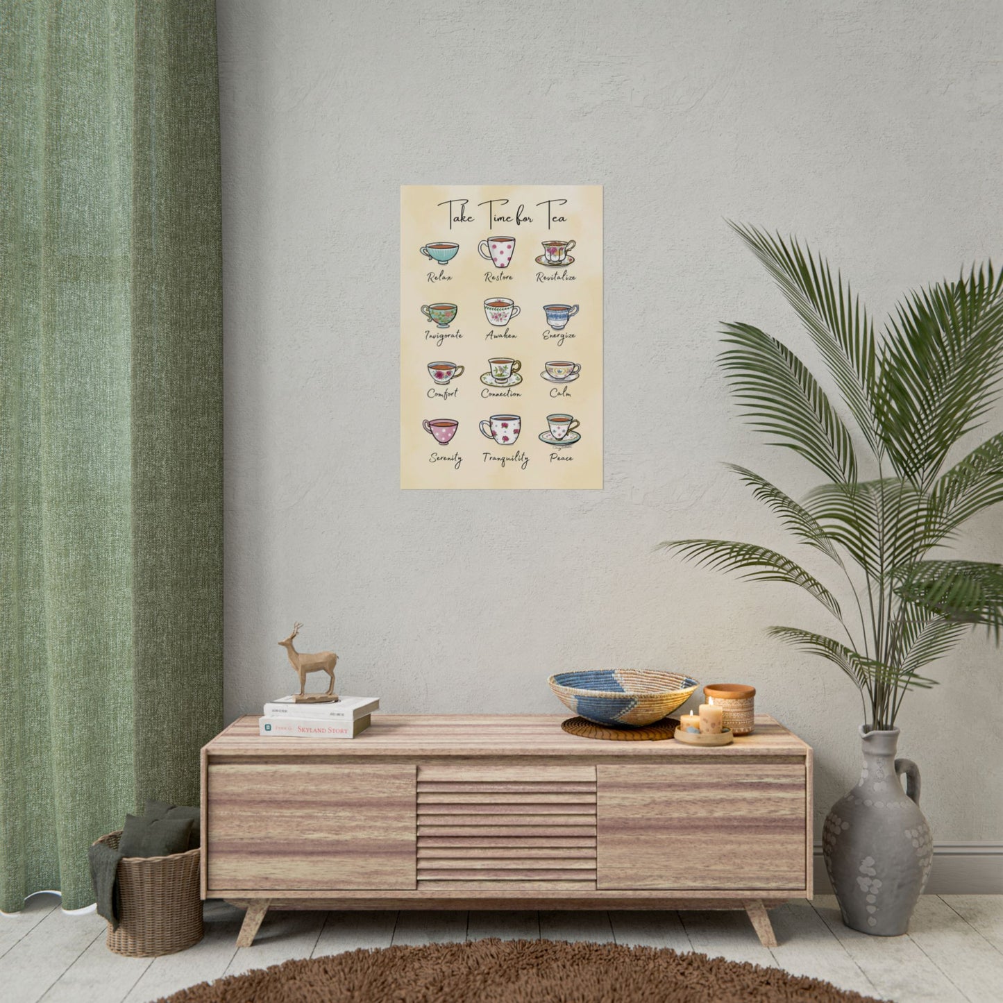 Multi Color Teacups Tea Emotions Poster