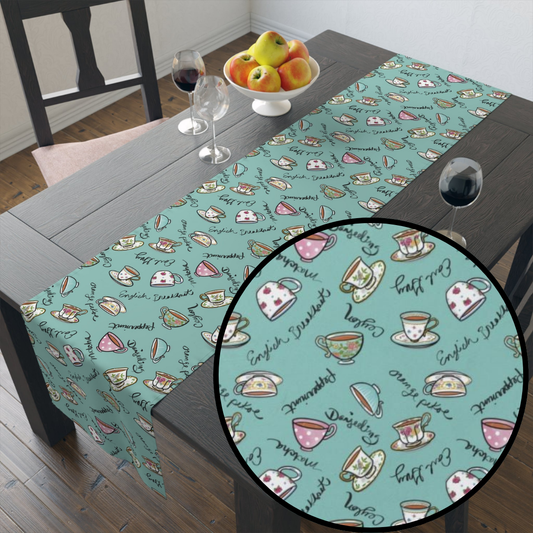 Colorful Teacups Table Runner
