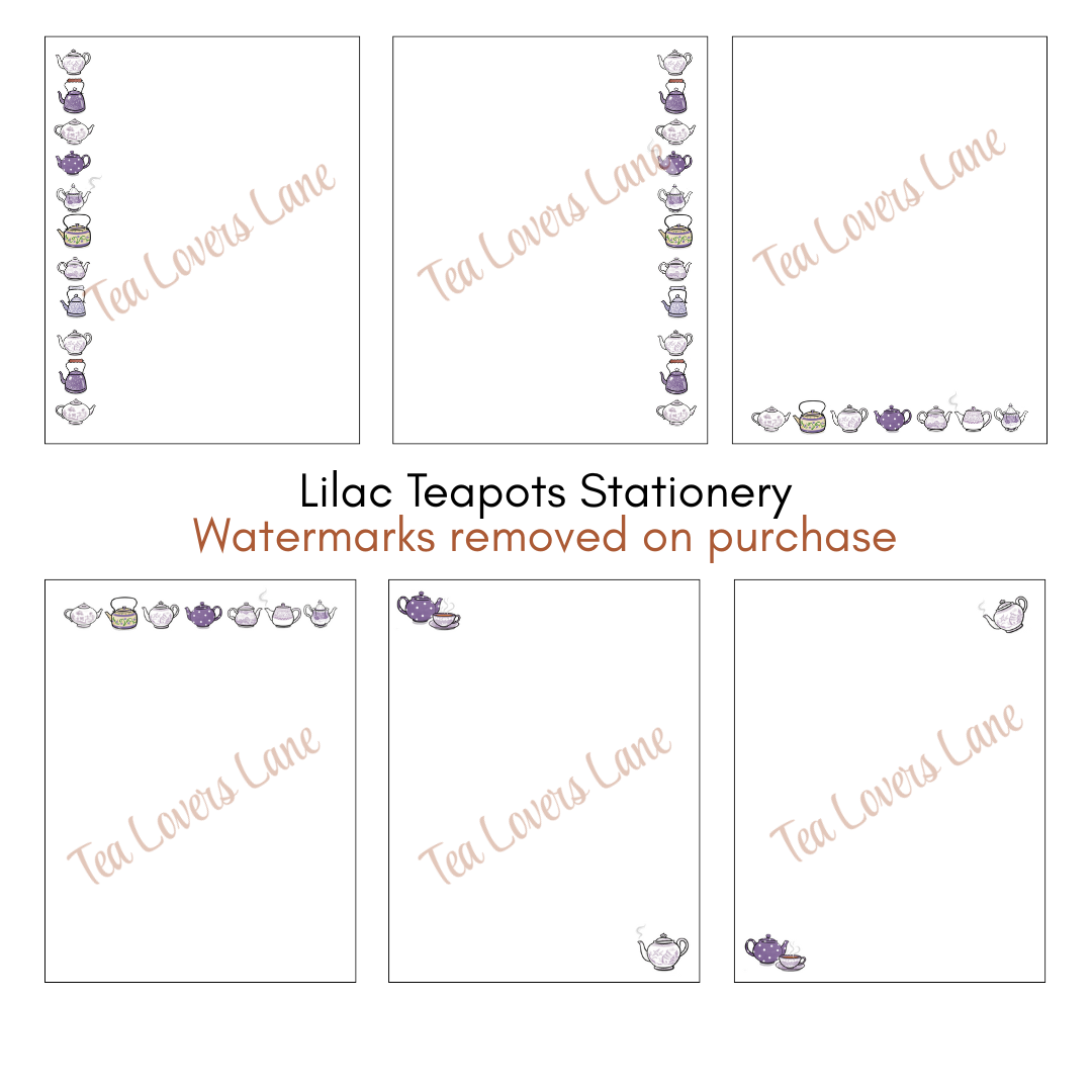 Lilac Teapots Stationery