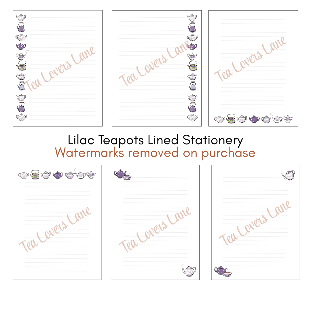 Lilac Teapots Stationery