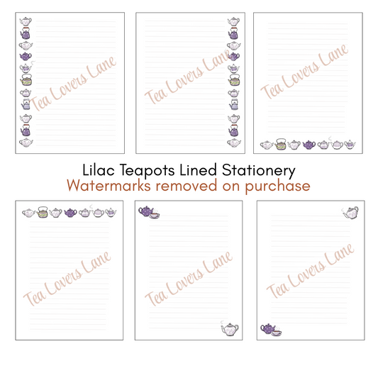 Lilac Teapots Stationery