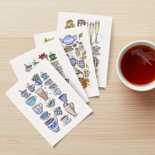 Printable Bundle of Tea Sketches Notecards