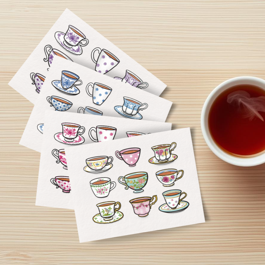 Printable Bundle of Teacup Notecards