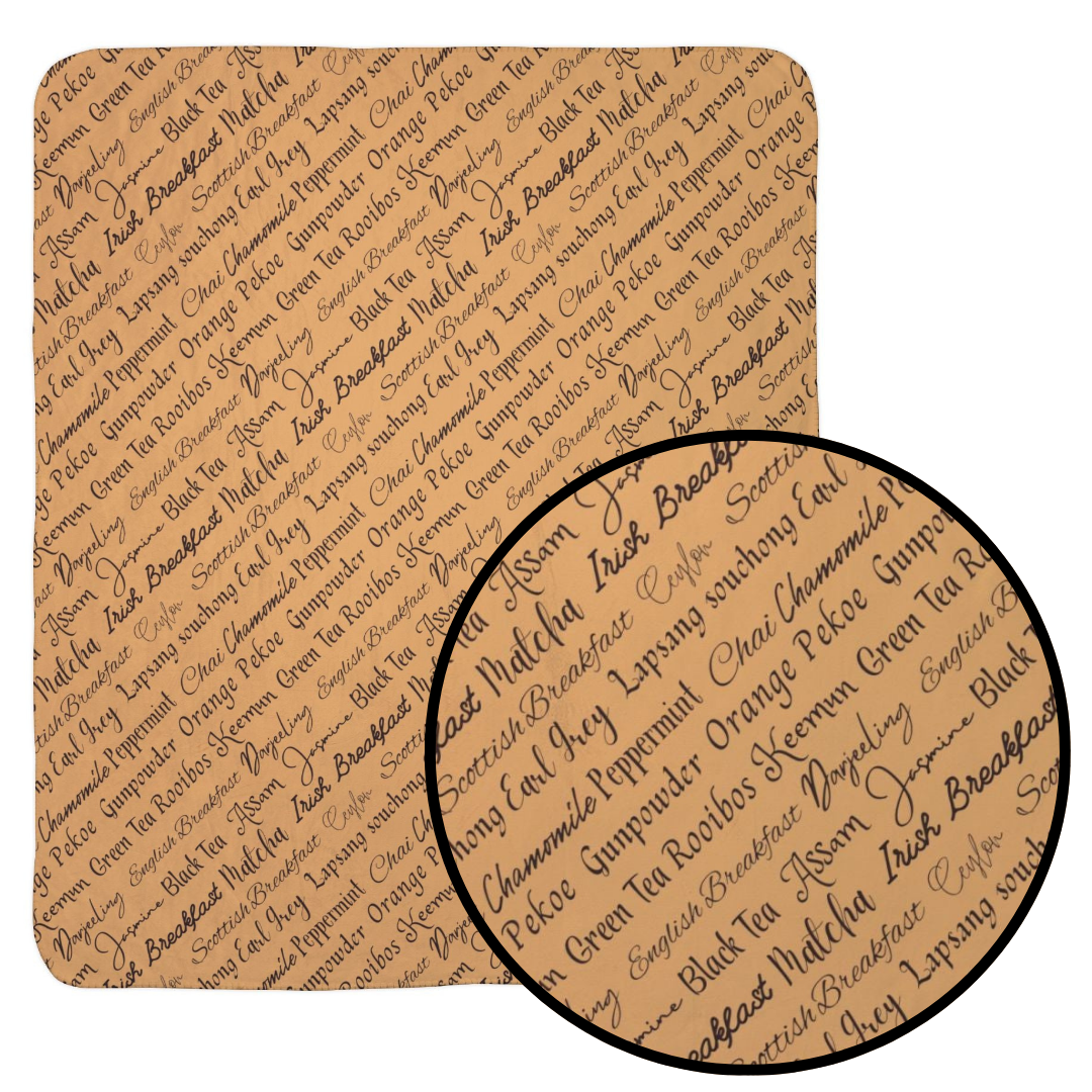 Tea Words Cozy Fleece Sherpa Blanket