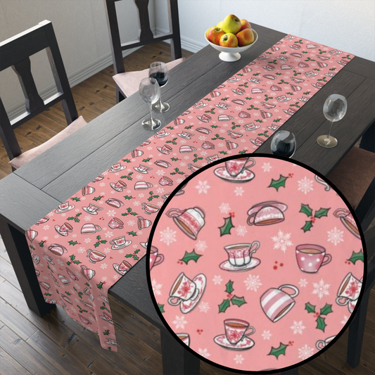 Christmas Teacups Table Runner